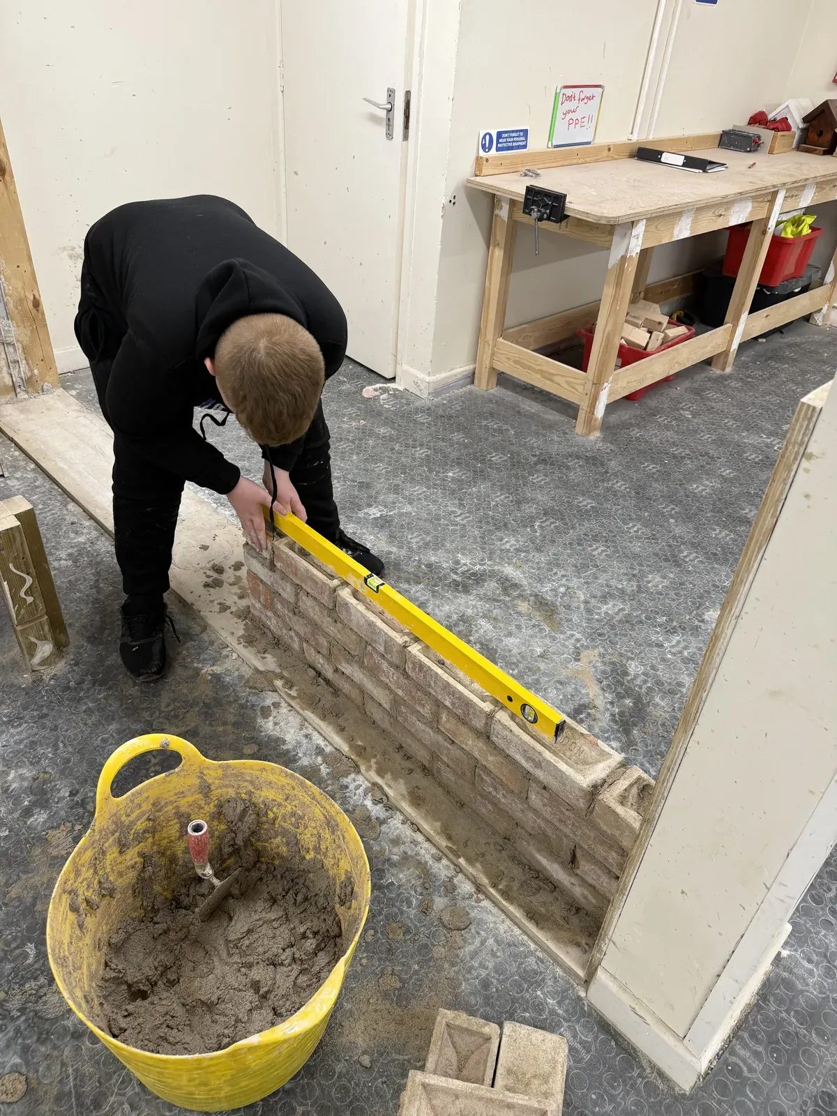 Bricklaying practice session