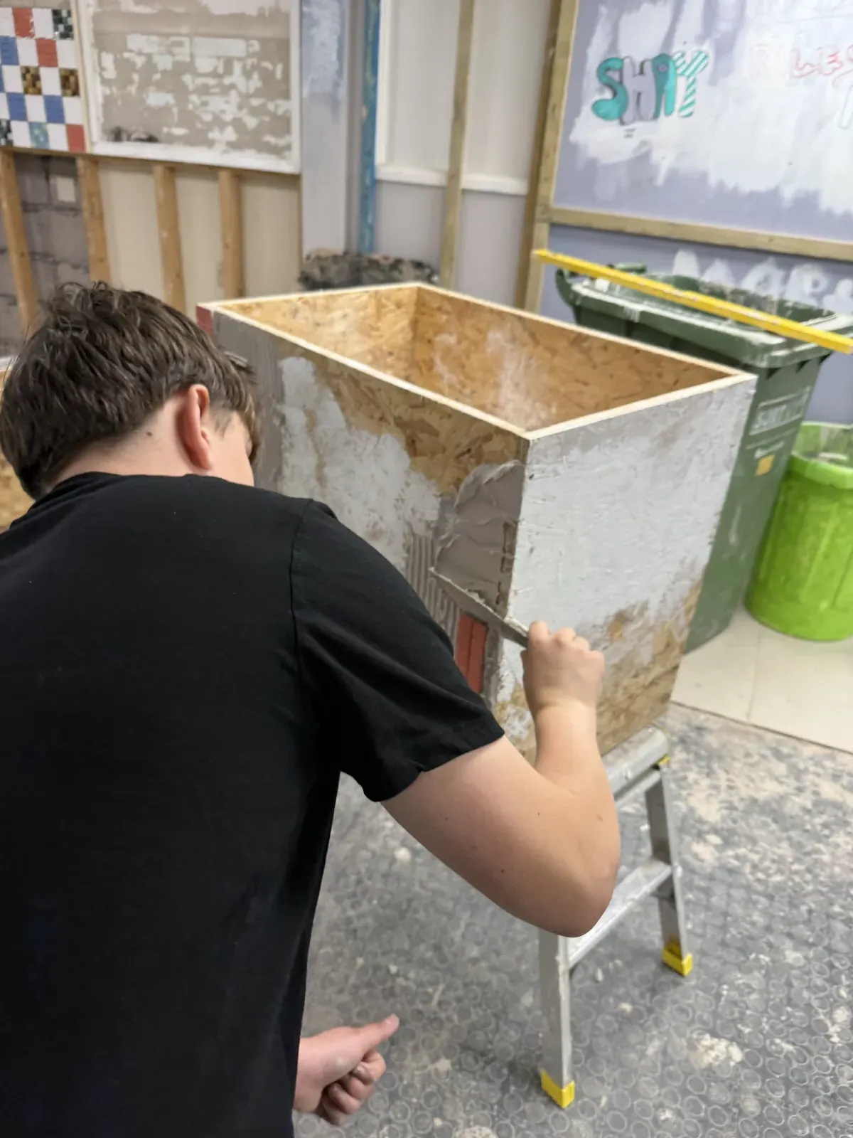 Learner practising carpentry skills